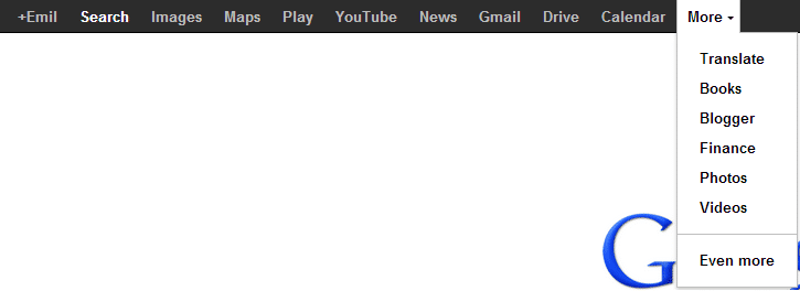 Google - Eski Erişim Menüsü