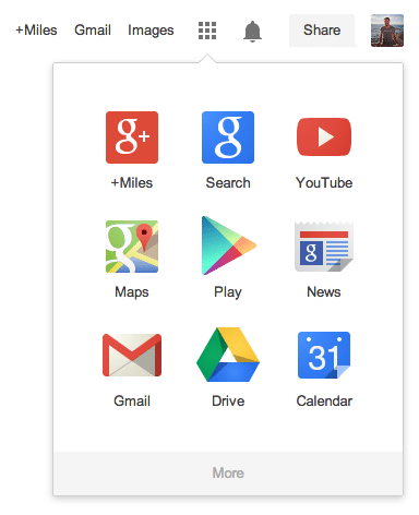 Google - Yeni Erişim Menüsü